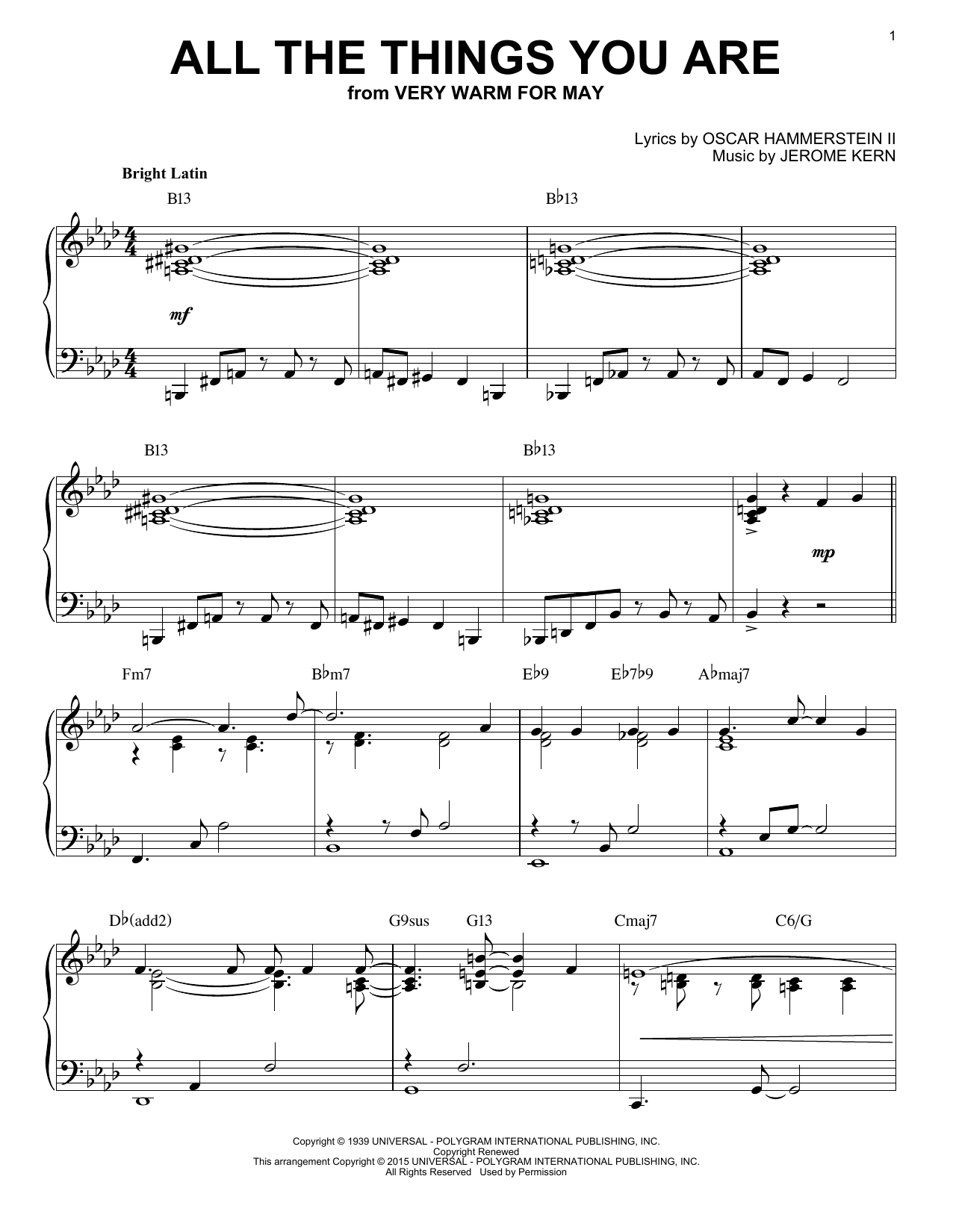 Jack Leonard with Tommy Dorsey Orchestra All The Things You Are [Jazz version] (arr. Brent Edstrom) Sheet Music Notes & Chords for Piano - Download or Print PDF