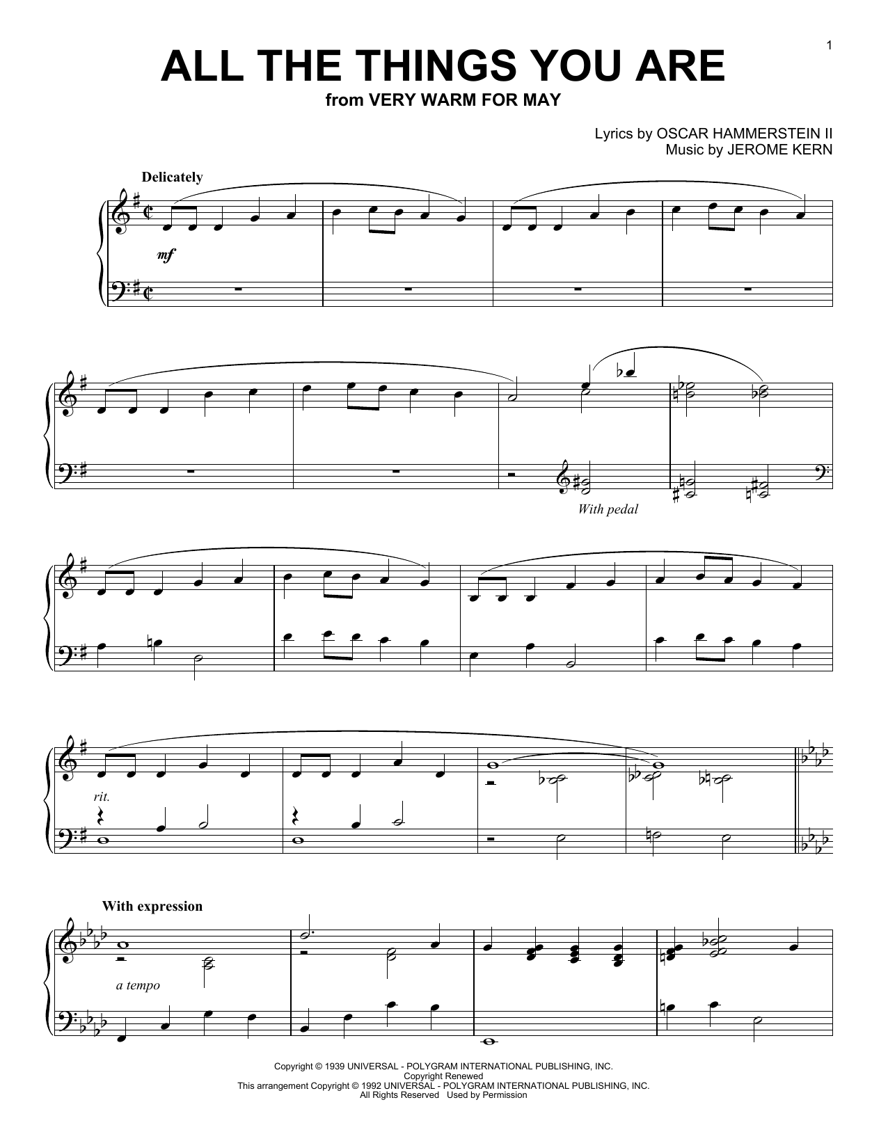 Jack Leonard with Tommy Dorsey Orchestra All The Things You Are Sheet Music Notes & Chords for Piano Solo - Download or Print PDF