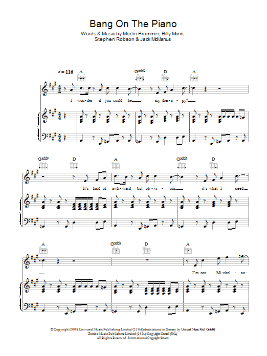 Jack McManus Bang On The Piano Sheet Music Notes & Chords for Piano, Vocal & Guitar - Download or Print PDF