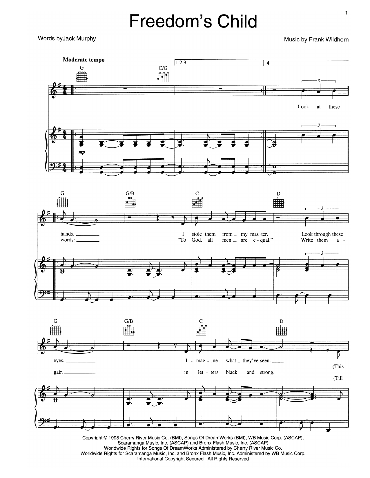 Jack Murphy Freedom's Child Sheet Music Notes & Chords for Piano, Vocal & Guitar (Right-Hand Melody) - Download or Print PDF