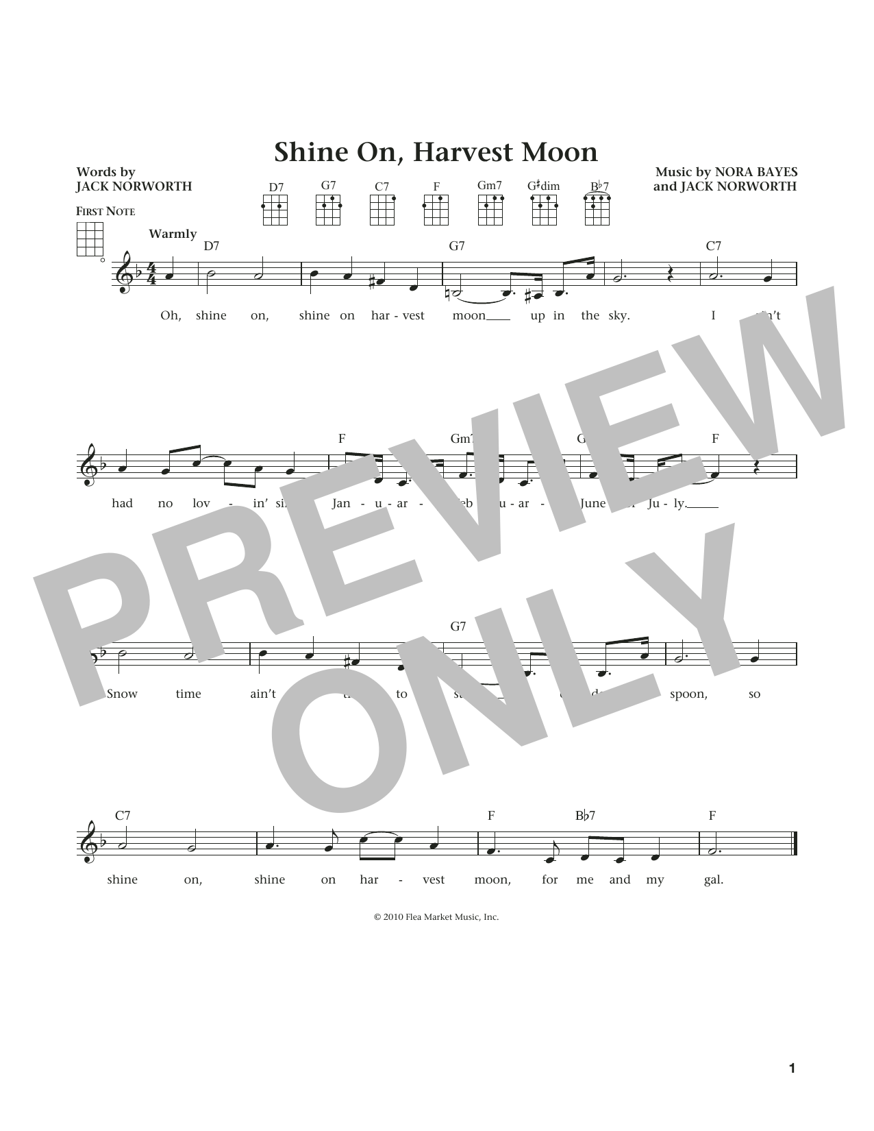 Jack Norworth Shine On, Harvest Moon (from The Daily Ukulele) (arr. Liz and Jim Beloff) Sheet Music Notes & Chords for Ukulele - Download or Print PDF