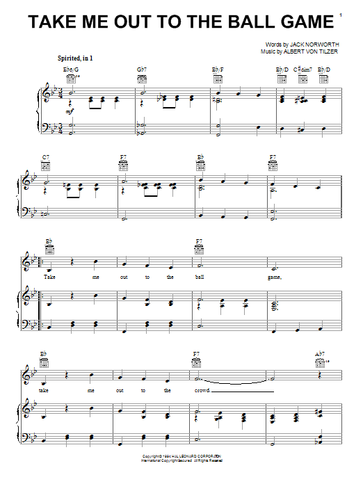 Jack Norworth Take Me Out To The Ball Game Sheet Music Notes & Chords for Guitar Tab - Download or Print PDF