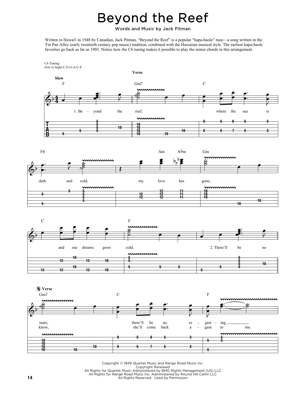 Jack Pitman Beyond The Reef (arr. Fred Sokolow) Sheet Music Notes & Chords for Guitar Tab - Download or Print PDF