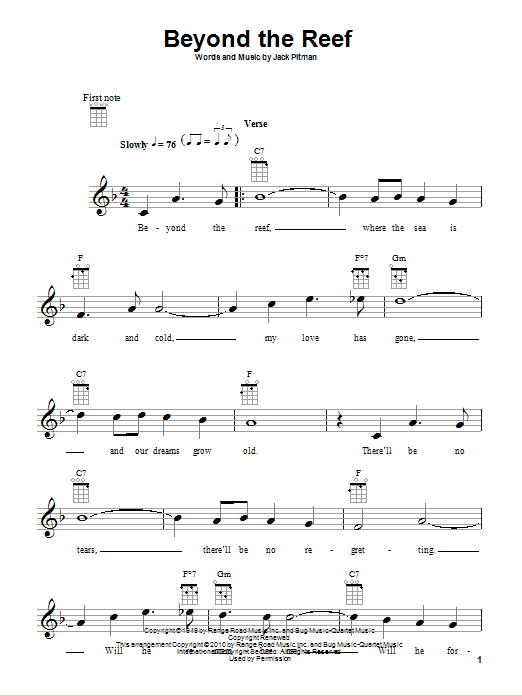 Jack Pitman Beyond The Reef Sheet Music Notes & Chords for Ukulele - Download or Print PDF