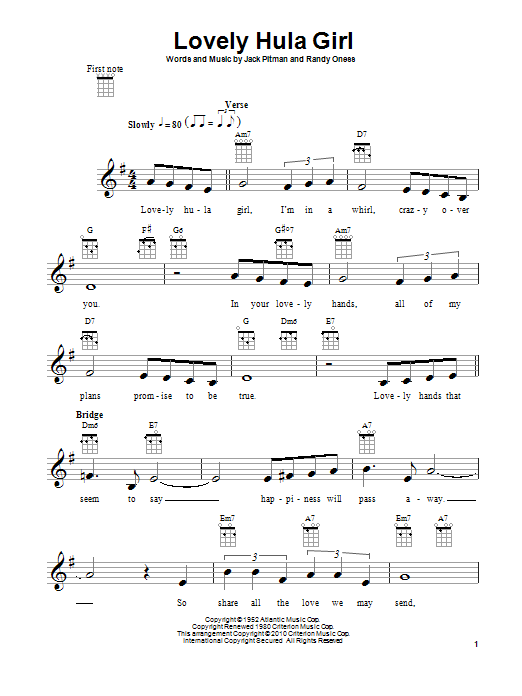 Jack Pitman Lovely Hula Girl Sheet Music Notes & Chords for Ukulele - Download or Print PDF