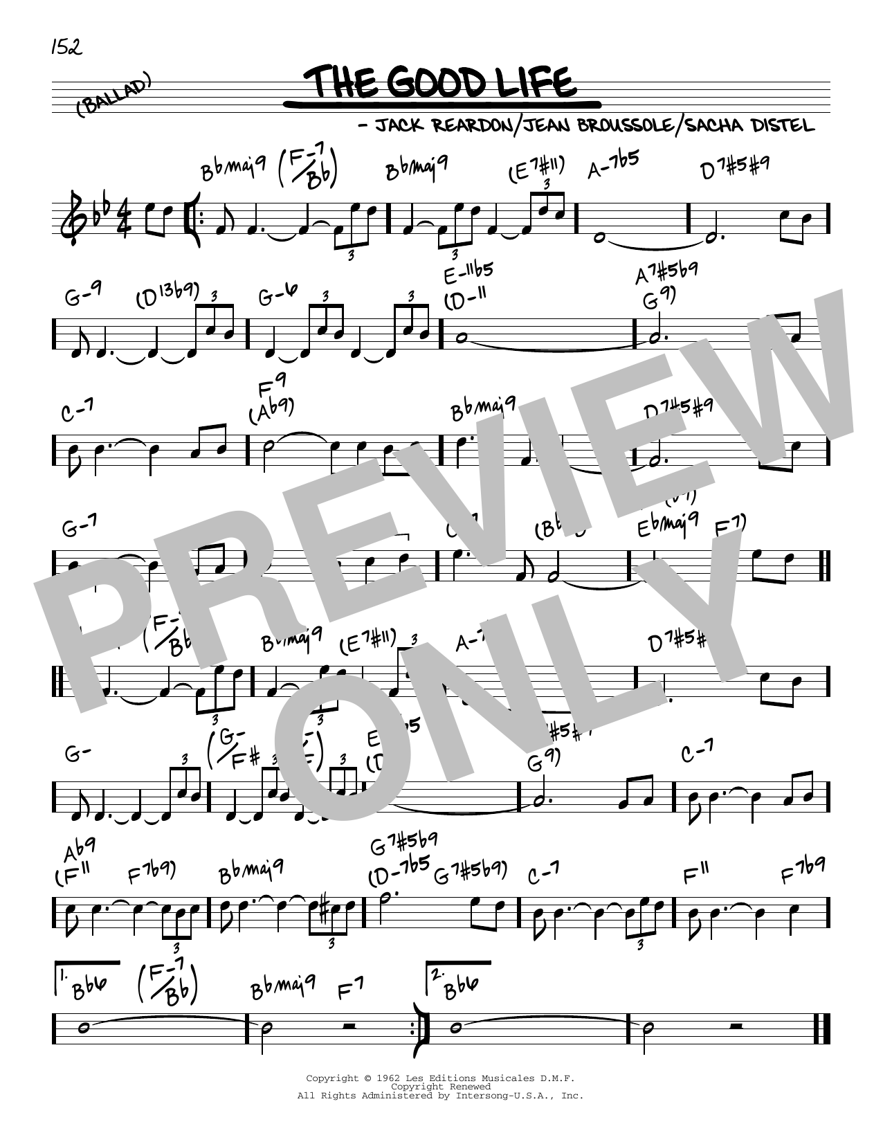 Jack Reardon The Good Life Sheet Music Notes & Chords for Real Book – Melody & Chords - Download or Print PDF