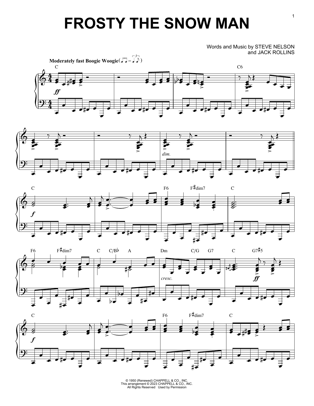 Jack Rollins Frosty The Snow Man [Boogie Woogie version] (arr. Brent Edstrom) Sheet Music Notes & Chords for Piano Solo - Download or Print PDF