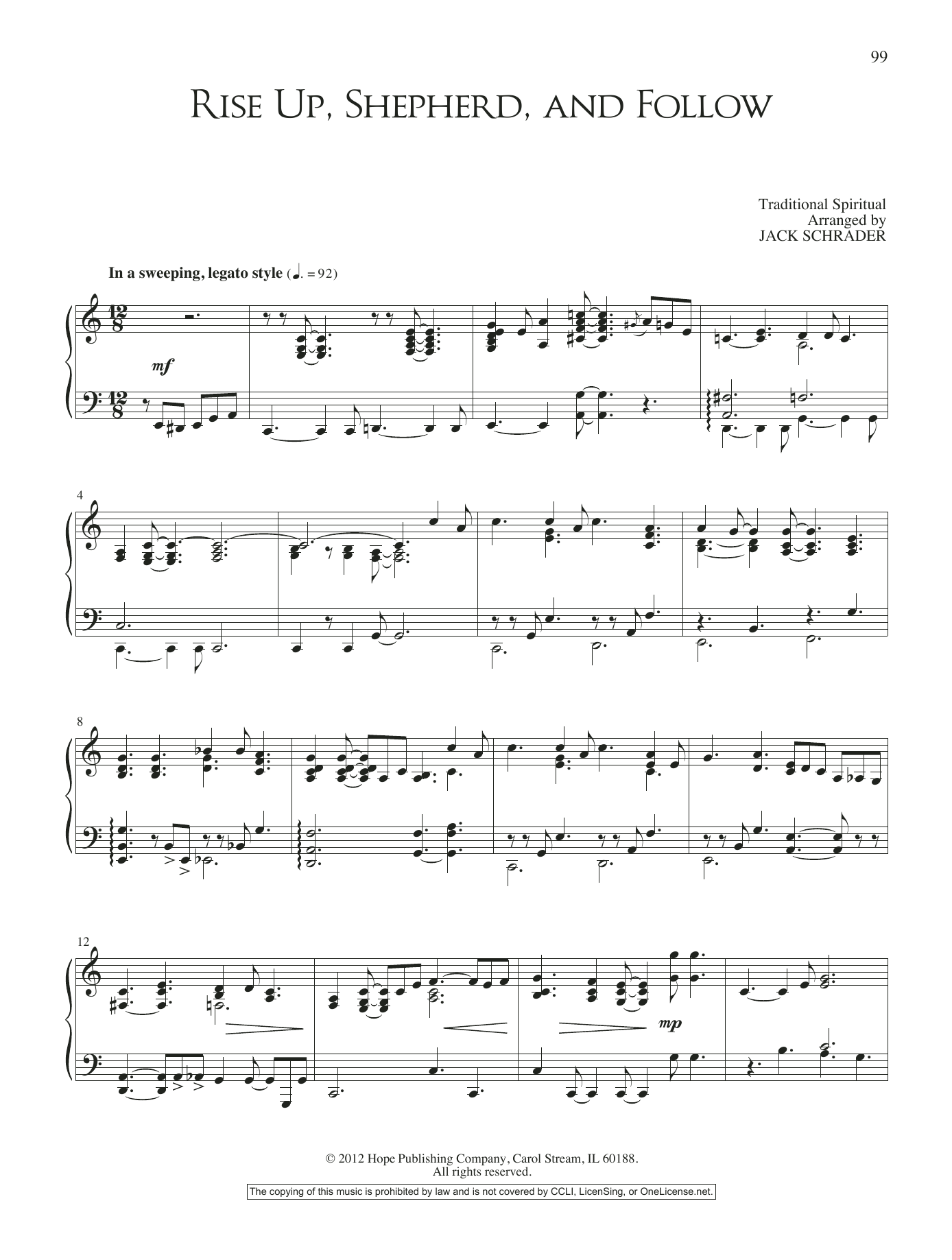 Jack Schrader Rise Up, Shepherd, and Follow Sheet Music Notes & Chords for Piano Solo - Download or Print PDF