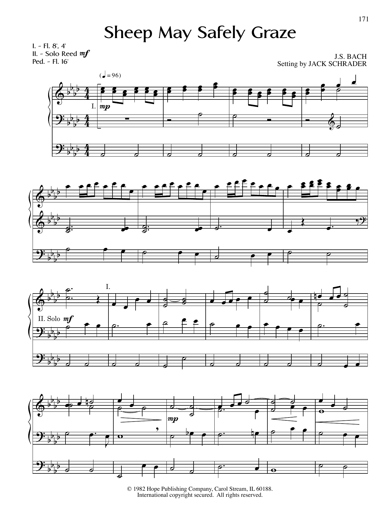 Jack Schrader Sheep May Safely Graze Sheet Music Notes & Chords for Organ - Download or Print PDF