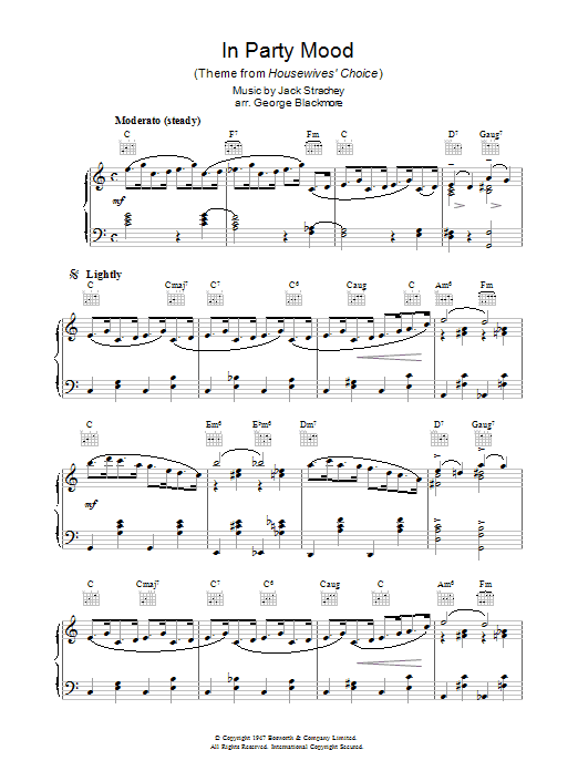 Jack Strachey In Party Mood (theme from Housewives' Choice) Sheet Music Notes & Chords for Piano - Download or Print PDF