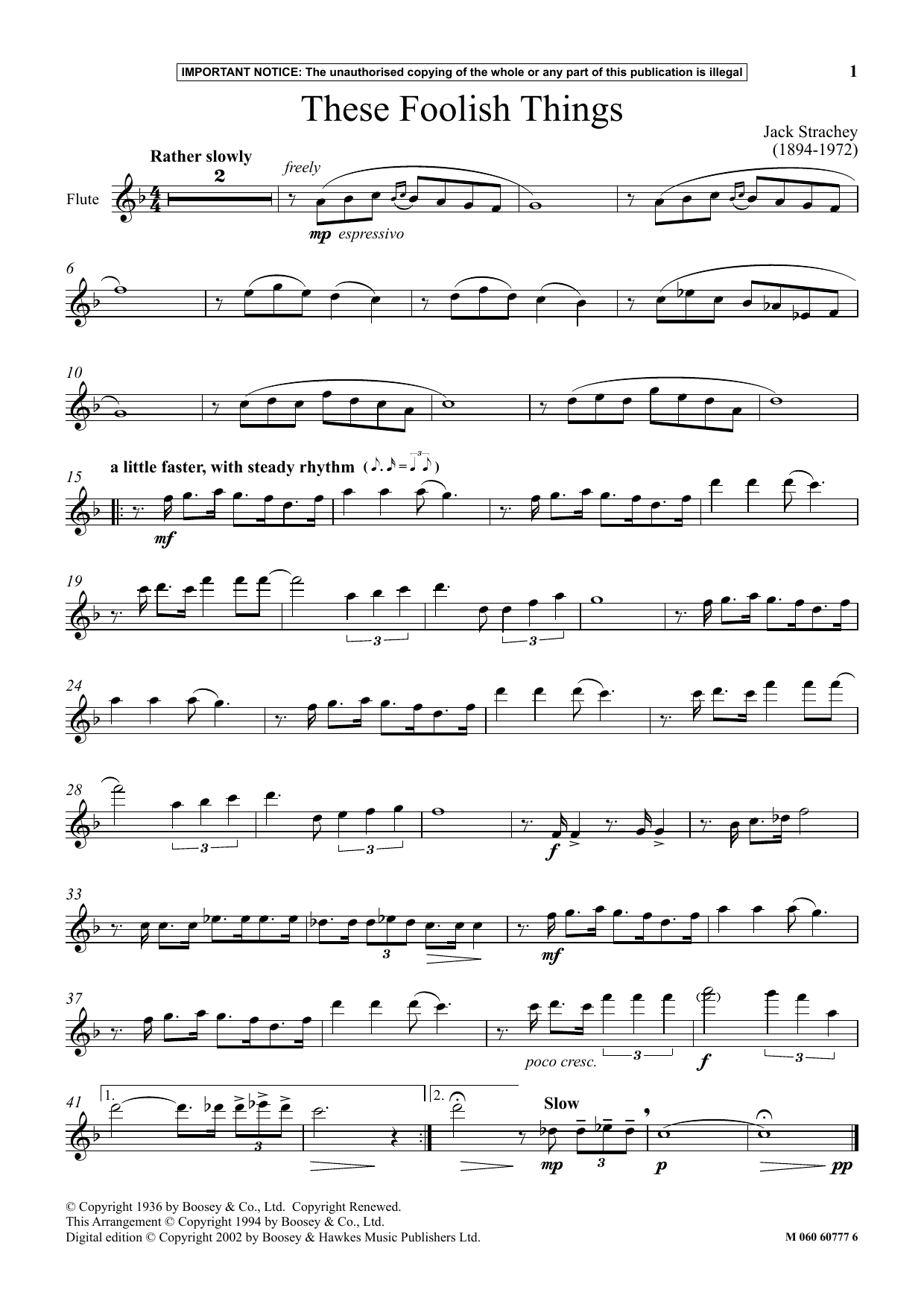 Jack Strachey These Foolish Things Sheet Music Notes & Chords for Instrumental Solo - Download or Print PDF