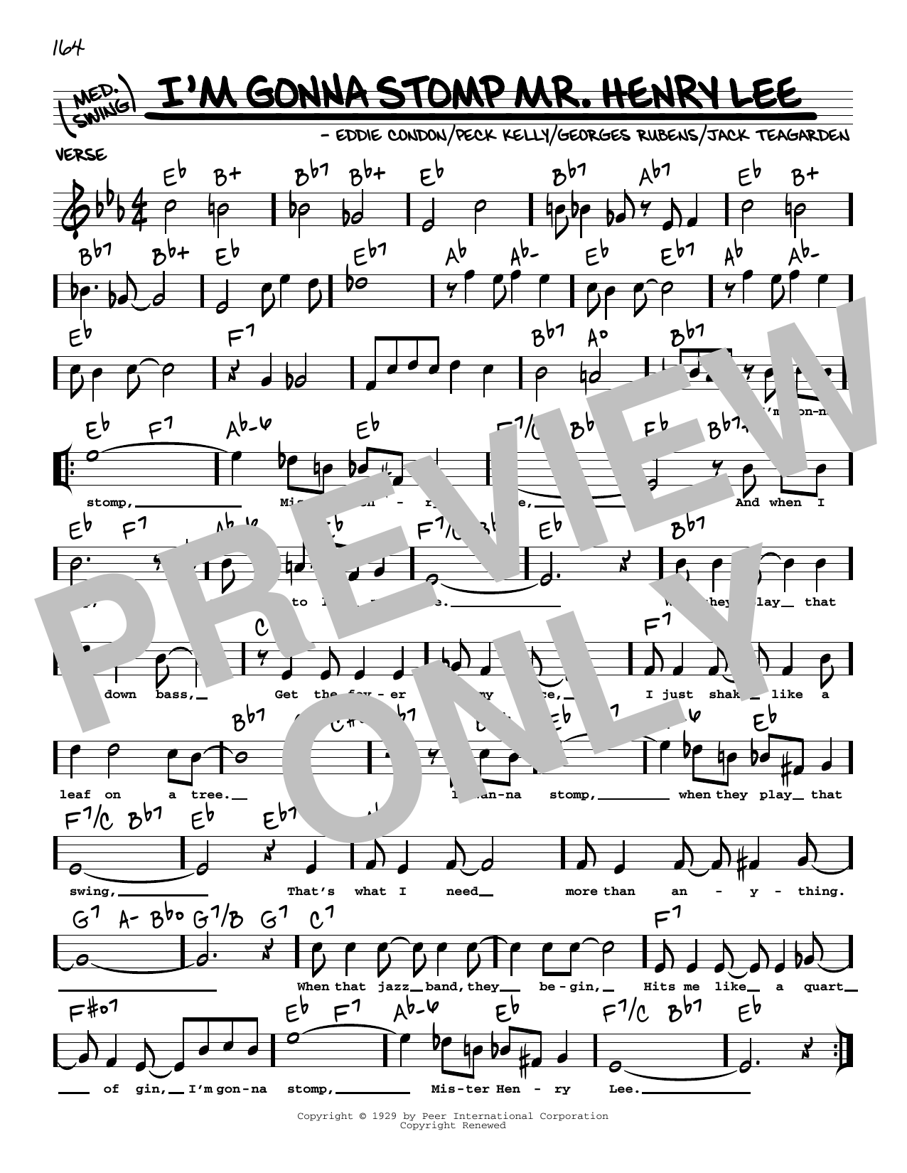 Jack Teagarden I'm Gonna Stomp Mr. Henry Lee (arr. Robert Rawlins) Sheet Music Notes & Chords for Real Book – Melody, Lyrics & Chords - Download or Print PDF