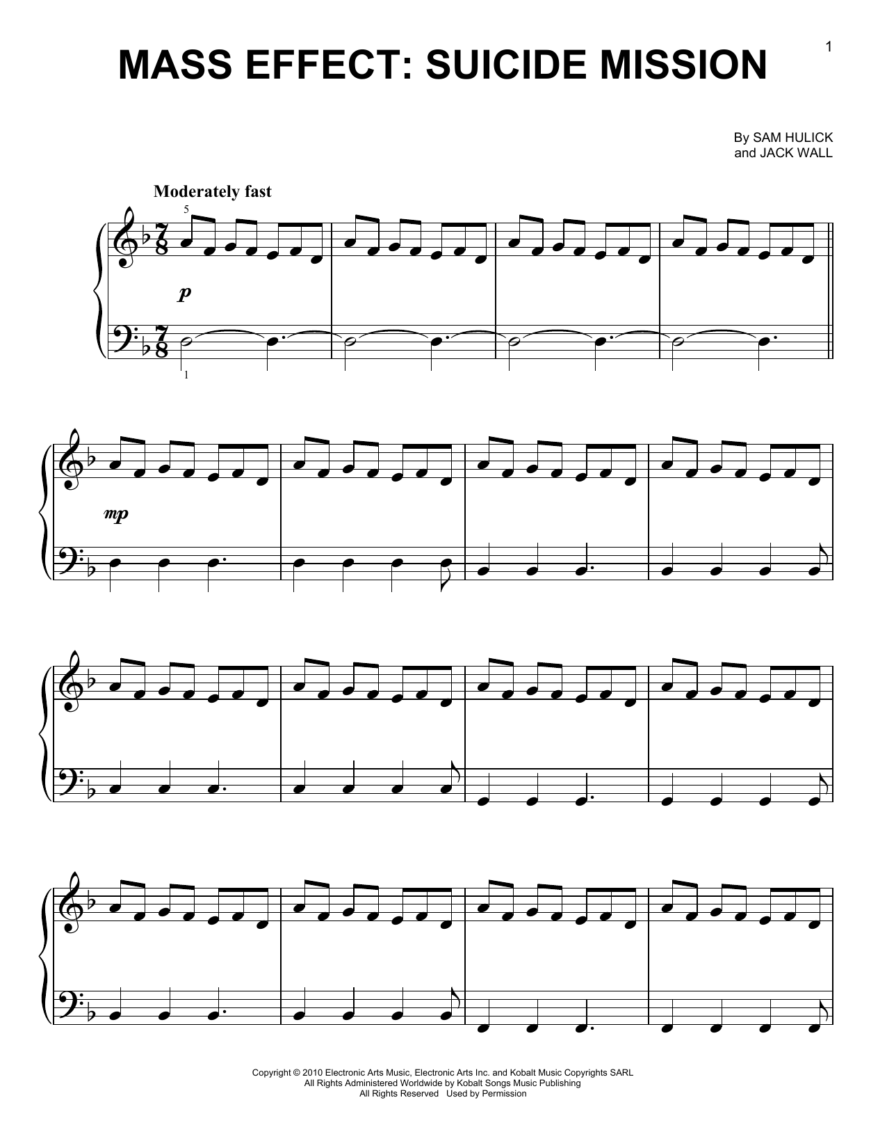 Jack Wall & Sam Hulick Mass Effect: Suicide Mission Sheet Music Notes & Chords for Easy Piano - Download or Print PDF