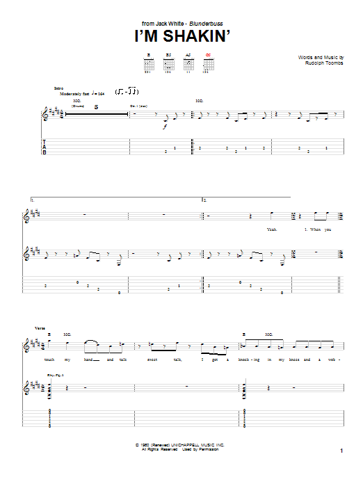 Jack White I'm Shakin' Sheet Music Notes & Chords for Guitar Tab - Download or Print PDF