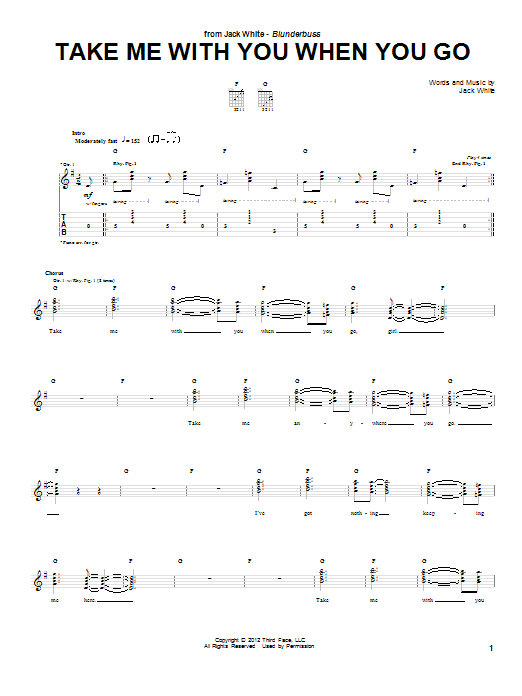 Jack White Take Me With You When You Go Sheet Music Notes & Chords for Guitar Tab - Download or Print PDF