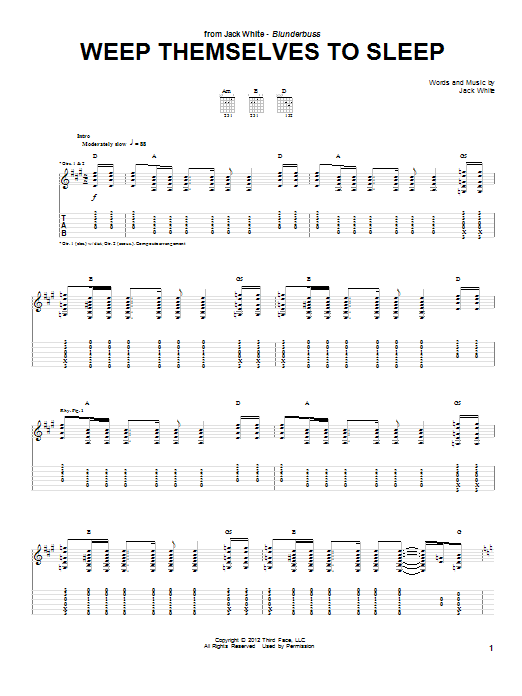 Jack White Weep Themselves To Sleep Sheet Music Notes & Chords for Guitar Tab - Download or Print PDF