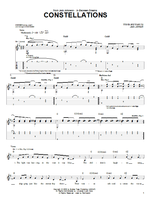 Preview Jack Johnson Constellations Rock sheet music, notes and chords for Easy Piano, SKU: 70244 Constellations sheet music