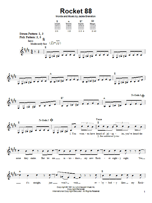 Jackie Brenston Rocket 88 Sheet Music Notes & Chords for Easy Piano - Download or Print PDF