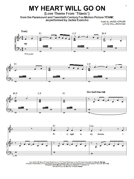 Jackie Evancho My Heart Will Go On (Love Theme from Titanic) Sheet Music Notes & Chords for Piano & Vocal - Download or Print PDF