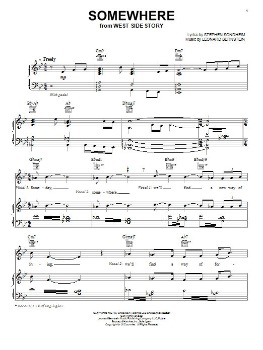 Jackie Evancho Somewhere Sheet Music Notes & Chords for Piano, Vocal & Guitar (Right-Hand Melody) - Download or Print PDF