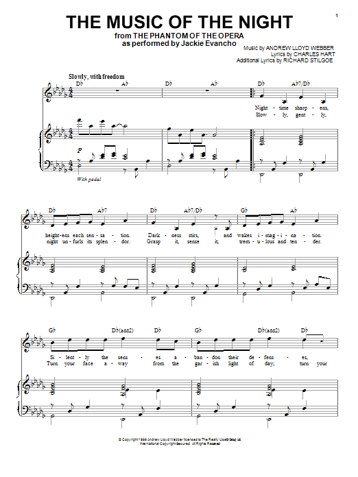 Jackie Evancho The Music Of The Night (from The Phantom Of The Opera) Sheet Music Notes & Chords for Piano & Vocal - Download or Print PDF