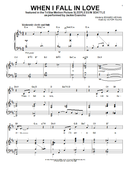 Jackie Evancho When I Fall In Love Sheet Music Notes & Chords for Piano & Vocal - Download or Print PDF