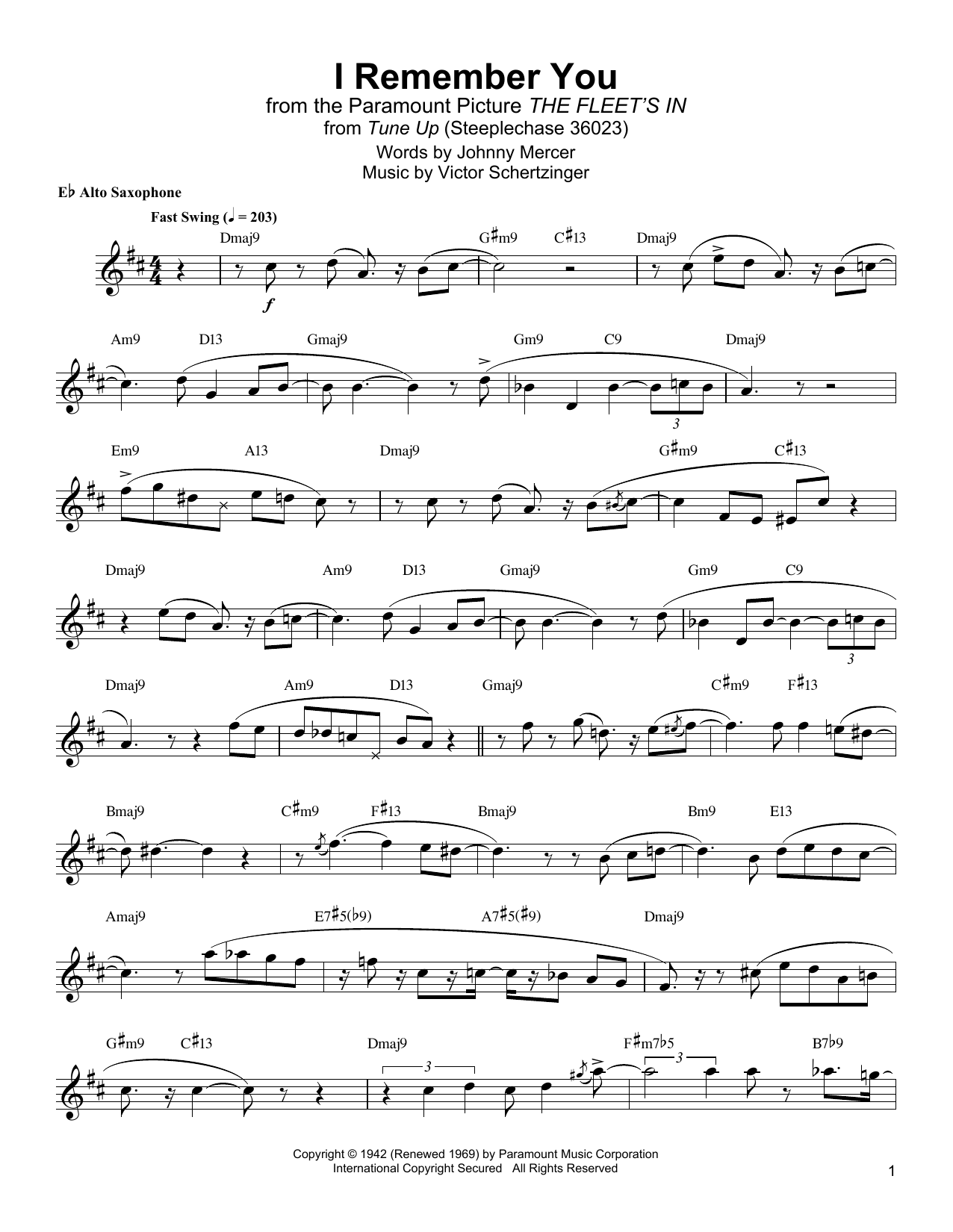 Jackie McLean I Remember You Sheet Music Notes & Chords for Alto Sax Transcription - Download or Print PDF
