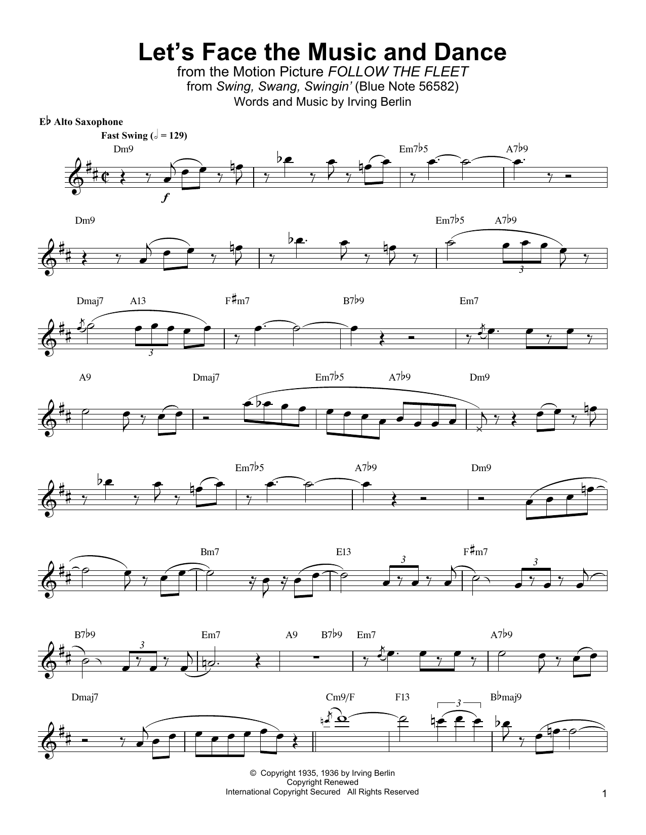 Jackie McLean Let's Face The Music And Dance Sheet Music Notes & Chords for Alto Sax Transcription - Download or Print PDF
