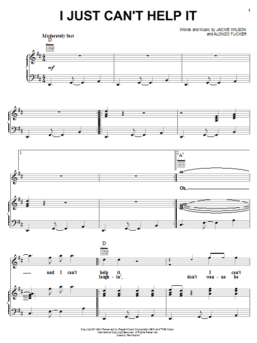 Jackie Wilson I Just Can't Help It Sheet Music Notes & Chords for Piano, Vocal & Guitar (Right-Hand Melody) - Download or Print PDF Jackie Wilson I Just Can't Help It Sheet Music Notes & Chords for Piano, Vocal & Guitar (Right-Hand Melody) - Download or Print PDF