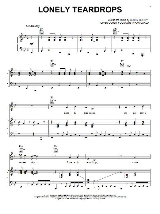 Jackie Wilson Lonely Teardrops Sheet Music Notes & Chords for Ukulele - Download or Print PDF