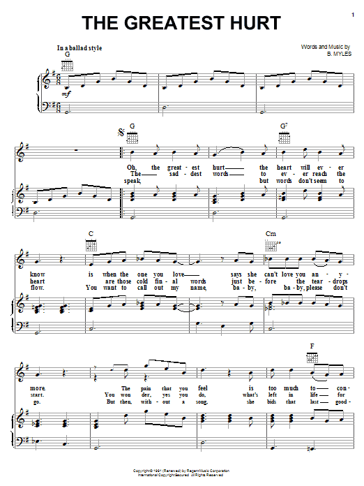 Jackie Wilson The Greatest Hurt Sheet Music Notes & Chords for Piano, Vocal & Guitar (Right-Hand Melody) - Download or Print PDF Jackie Wilson The Greatest Hurt Sheet Music Notes & Chords for Piano, Vocal & Guitar (Right-Hand Melody) - Download or Print PDF