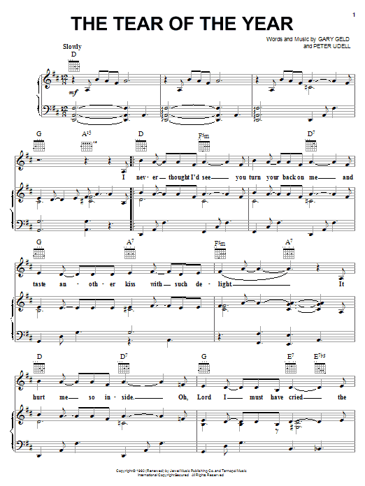 Jackie Wilson The Tear Of The Year Sheet Music Notes & Chords for Piano, Vocal & Guitar (Right-Hand Melody) - Download or Print PDF Jackie Wilson The Tear Of The Year Sheet Music Notes & Chords for Piano, Vocal & Guitar (Right-Hand Melody) - Download or Print PDF