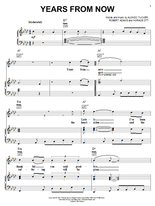 Jackie Wilson Years From Now Sheet Music Notes & Chords for Piano, Vocal & Guitar (Right-Hand Melody) - Download or Print PDF Jackie Wilson Years From Now Sheet Music Notes & Chords for Piano, Vocal & Guitar (Right-Hand Melody) - Download or Print PDF