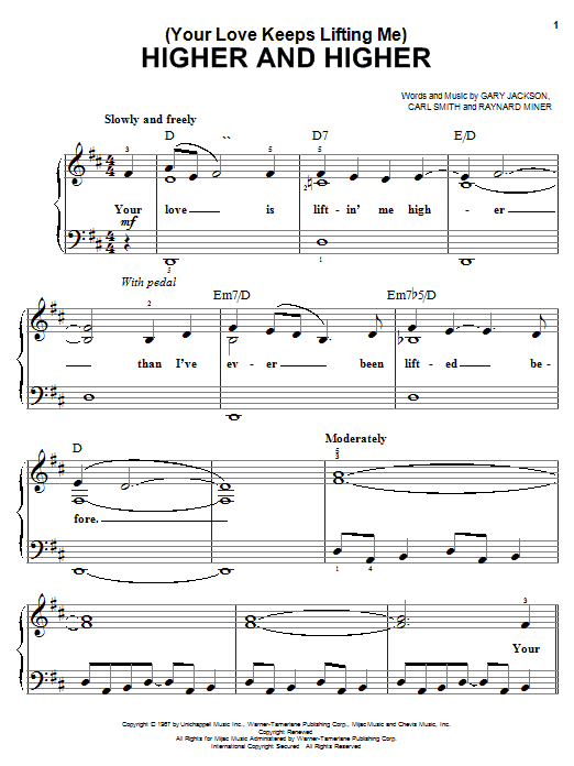 Jackie Wilson (Your Love Keeps Lifting Me) Higher And Higher Sheet Music Notes & Chords for Easy Piano - Download or Print PDF