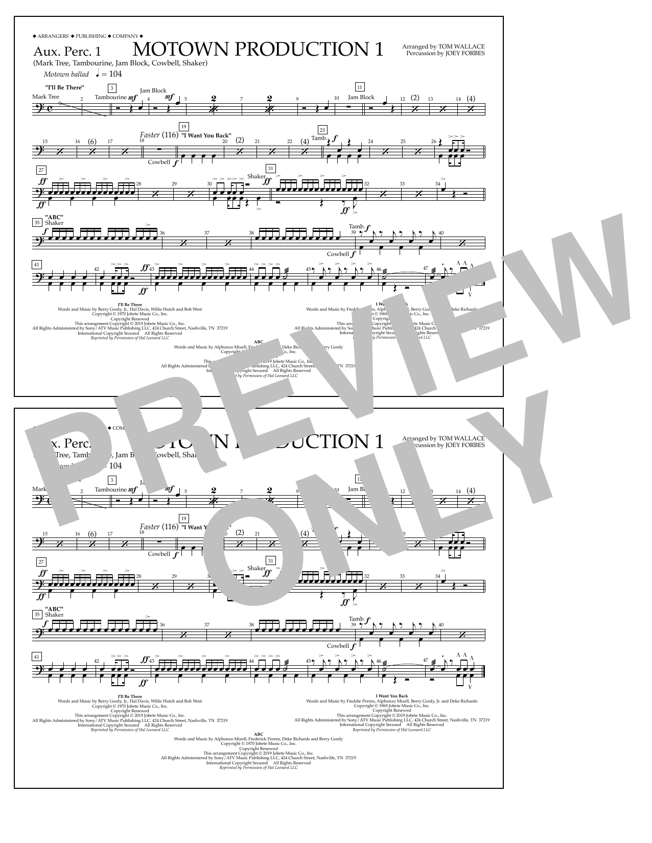 Jackson 5 Motown Production 1(arr. Tom Wallace) - Aux. Perc. 1 Sheet Music Notes & Chords for Marching Band - Download or Print PDF