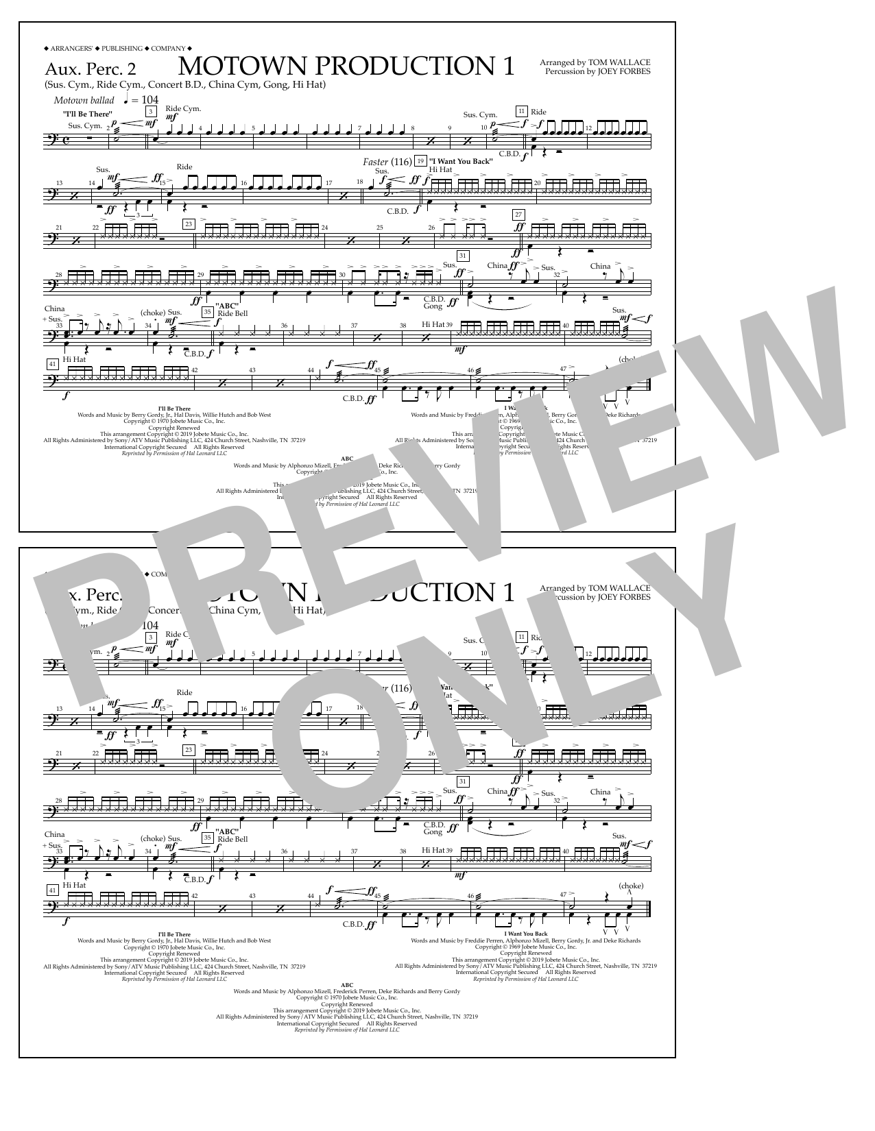 Jackson 5 Motown Production 1(arr. Tom Wallace) - Aux. Perc. 2 Sheet Music Notes & Chords for Marching Band - Download or Print PDF