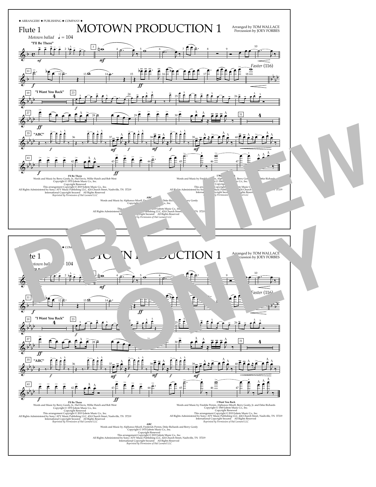 Jackson 5 Motown Production 1(arr. Tom Wallace) - Flute 1 Sheet Music Notes & Chords for Marching Band - Download or Print PDF