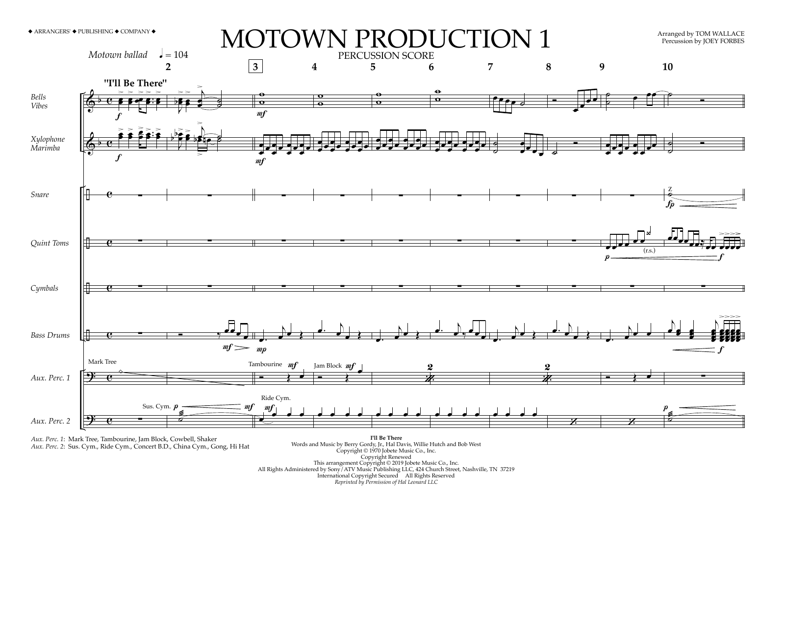 Jackson 5 Motown Production 1(arr. Tom Wallace) - Percussion Score Sheet Music Notes & Chords for Marching Band - Download or Print PDF