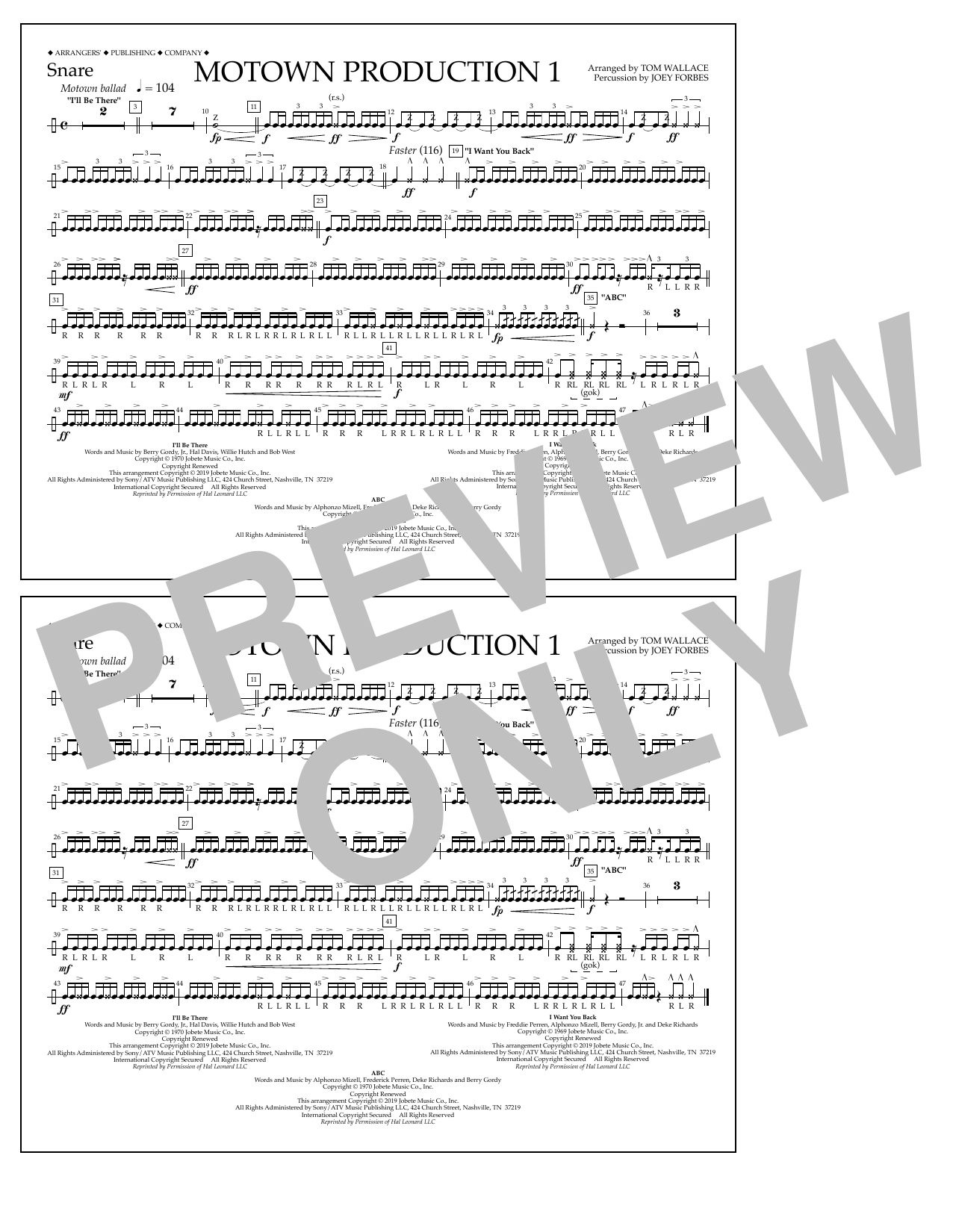 Jackson 5 Motown Production 1(arr. Tom Wallace) - Snare Sheet Music Notes & Chords for Marching Band - Download or Print PDF