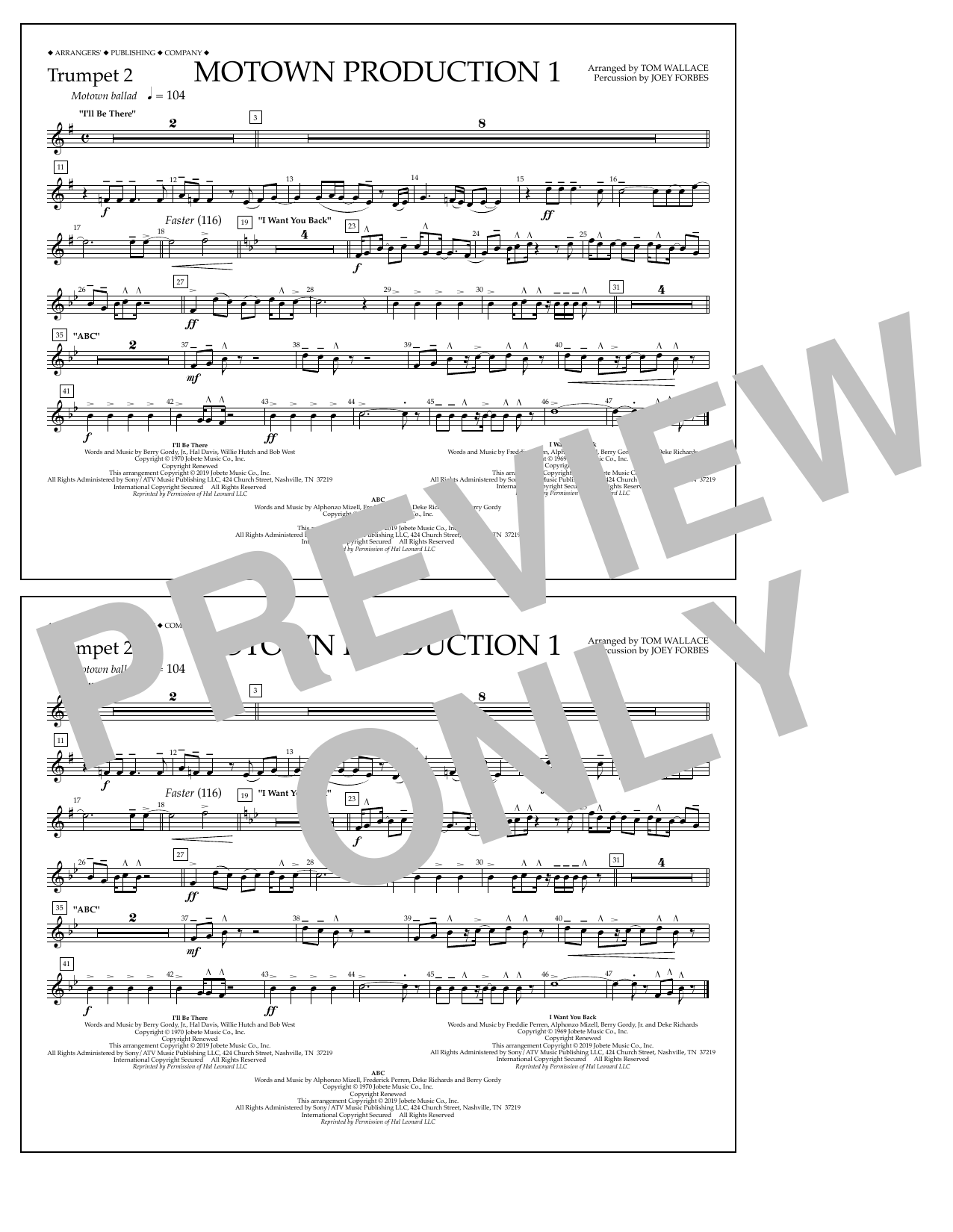 Jackson 5 Motown Production 1(arr. Tom Wallace) - Trumpet 2 Sheet Music Notes & Chords for Marching Band - Download or Print PDF