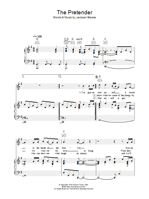 Jackson Browne The Pretender Sheet Music Notes & Chords for Lyrics & Chords - Download or Print PDF