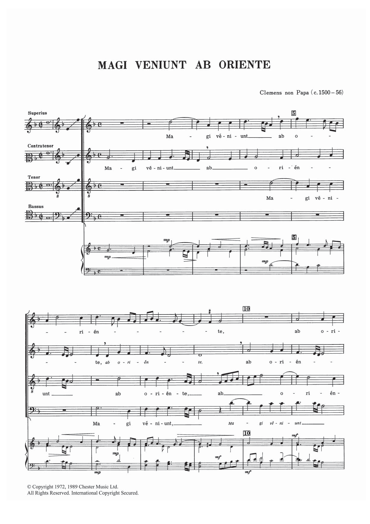 Jacob Clemens Non Papa Magi Veniunt Ab Oriente Sheet Music Notes & Chords for SATB - Download or Print PDF