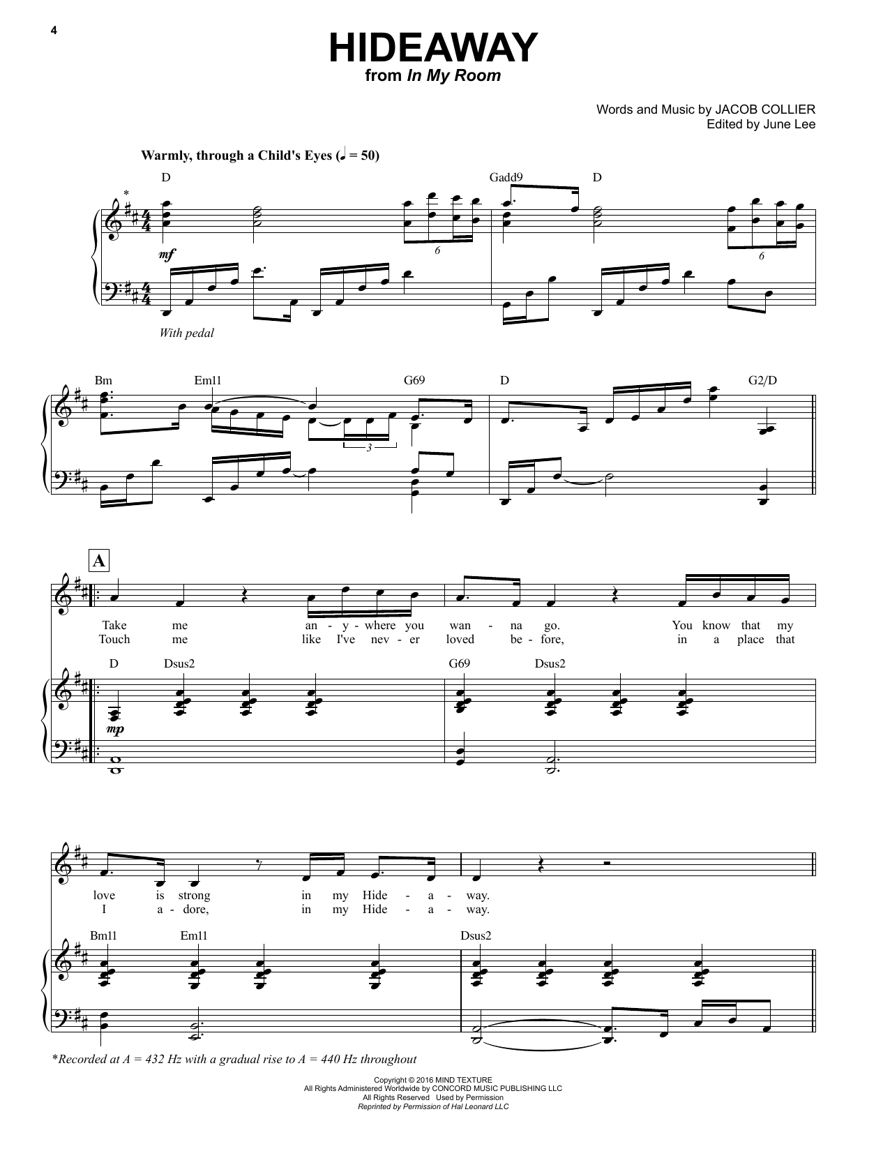 Jacob Collier Hideaway Sheet Music Notes & Chords for Piano & Vocal - Download or Print PDF