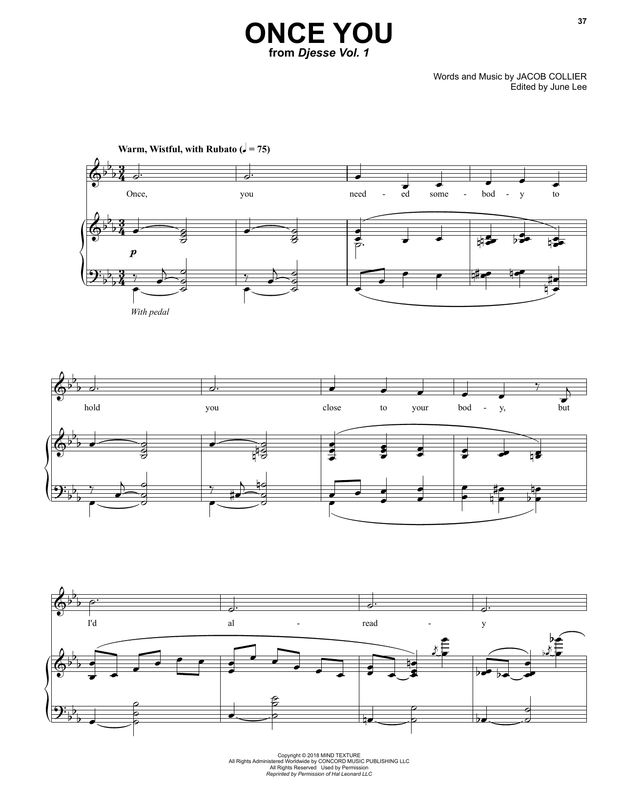 Jacob Collier Once You (feat. Suzie Collier) Sheet Music Notes & Chords for Piano & Vocal - Download or Print PDF