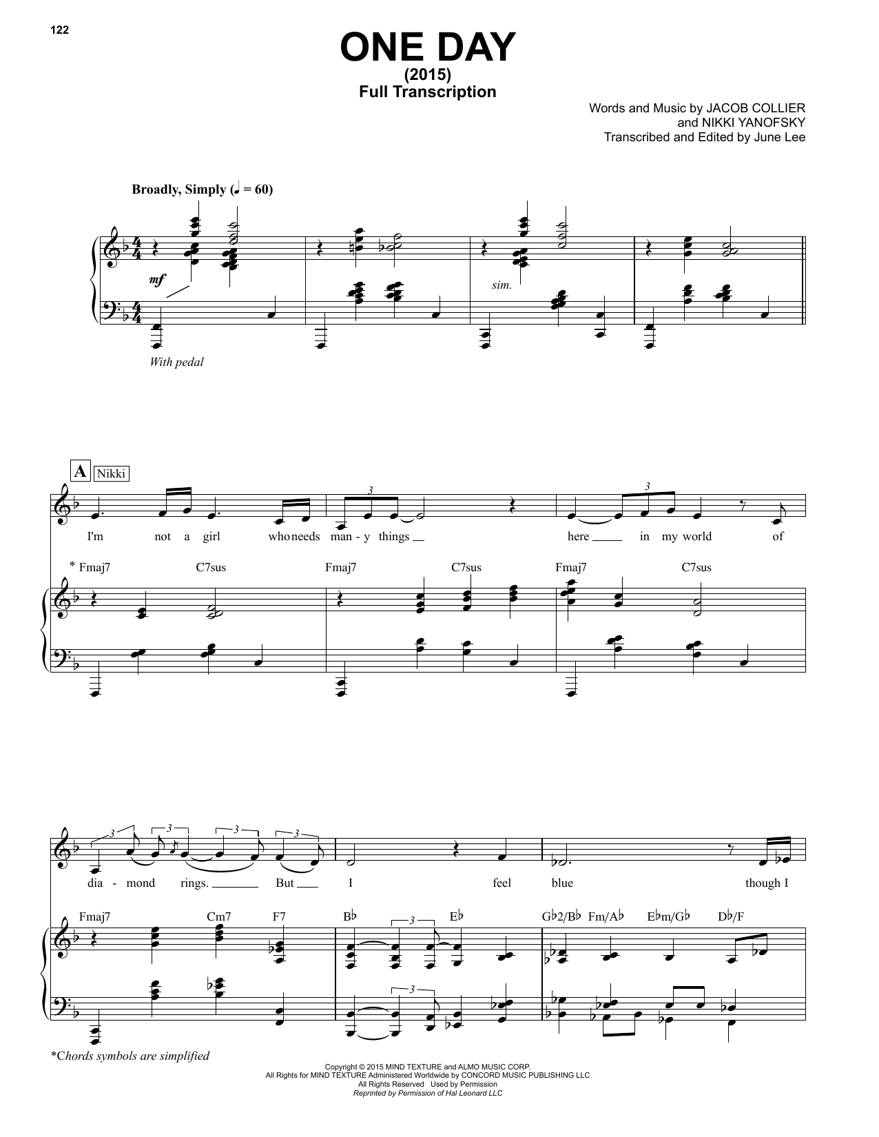Jacob Collier One Day Sheet Music Notes & Chords for Piano & Vocal - Download or Print PDF