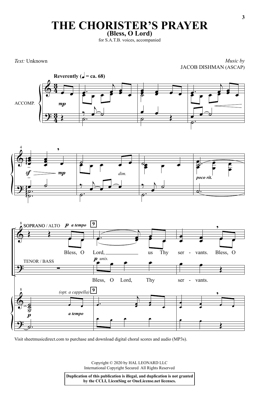 Jacob Dishman The Chorister's Prayer (Bless, O Lord) Sheet Music Notes & Chords for SATB Choir - Download or Print PDF