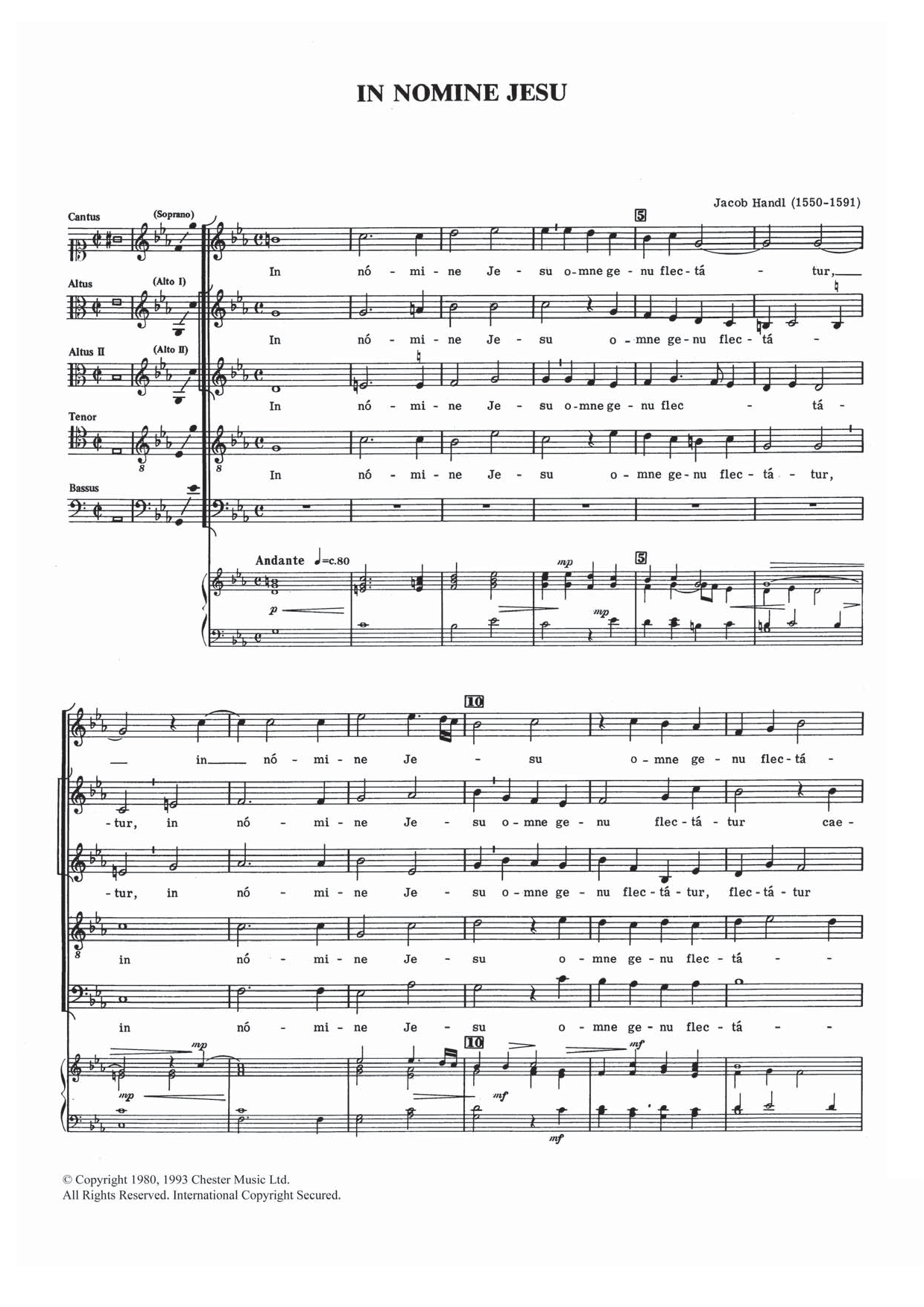 Jacob Handl In Nomine Jesu Sheet Music Notes & Chords for Choral SAATB - Download or Print PDF