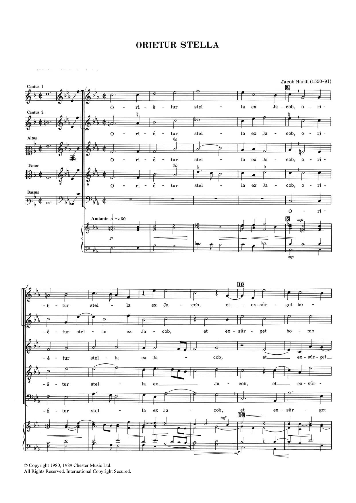 Jacob Handl Orietur Stella Sheet Music Notes & Chords for Choral SAATB - Download or Print PDF