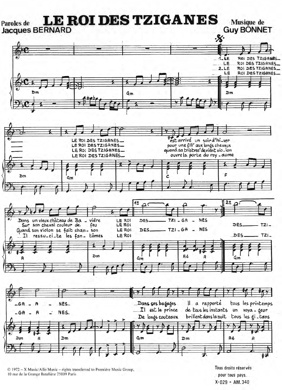 Jacob Le Roi Des Tziganes Sheet Music Notes & Chords for Piano & Vocal - Download or Print PDF