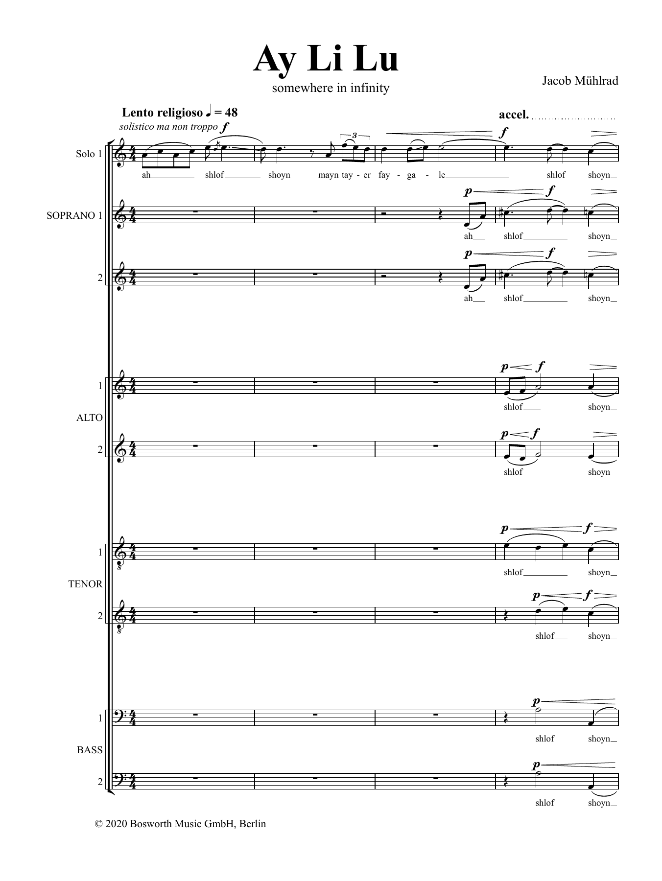 Jacob Mühlrad Ay Li Lu Sheet Music Notes & Chords for Choir - Download or Print PDF